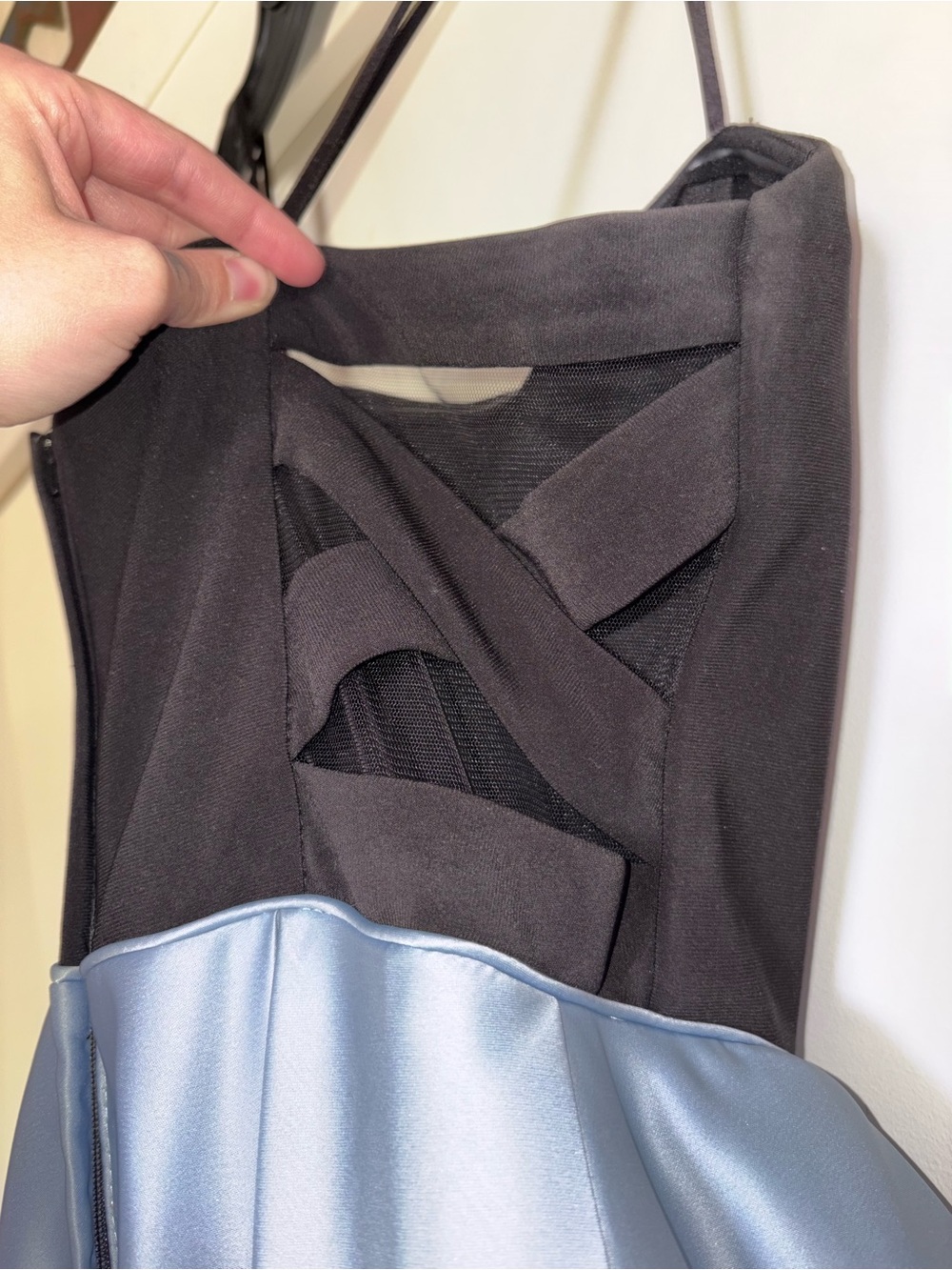 Blondie Nites Strapless Black Bodice with Light Blue Skirt Evening Gown - Picture 4 of 5